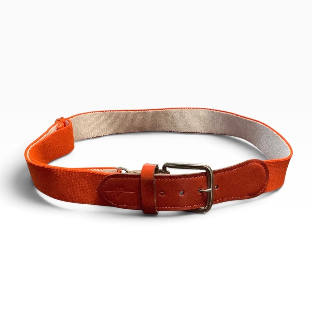 Orange Softball Uniform Belt Elastic Adjustable Silver Buckle Costume Stretchy